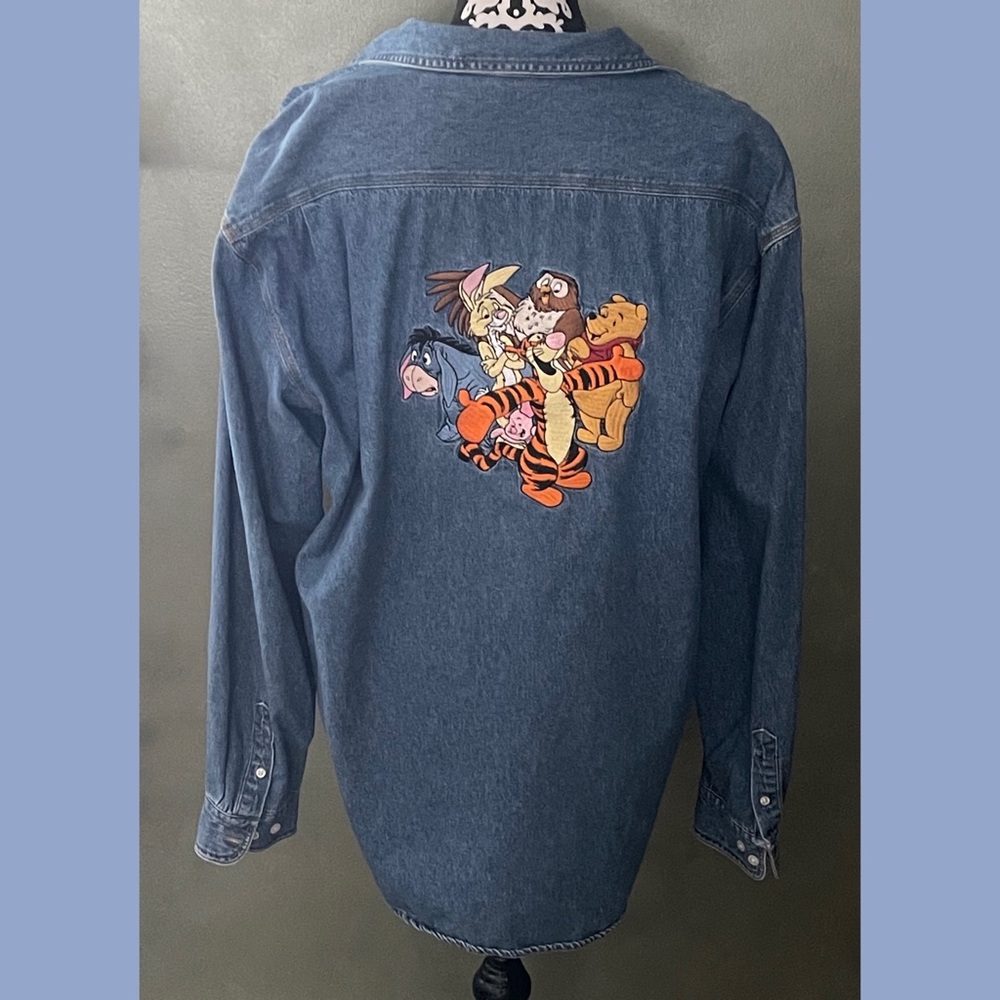 Denim Disney Pooh Embroidered Shirt